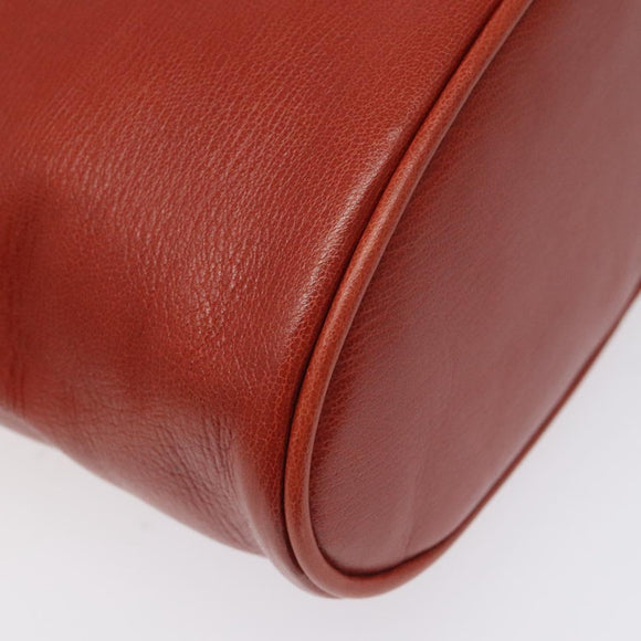 LOEWE Velazquez Vanity Hand Bag Leather Metal Red Gold Auth 114213