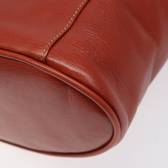 LOEWE Velazquez Vanity Hand Bag Leather Metal Red Gold Auth 114213