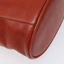 LOEWE Velazquez Vanity Hand Bag Leather Metal Red Gold Auth 114213-16