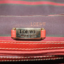 LOEWE Velazquez Vanity Hand Bag Leather Metal Red Gold Auth 114213-18