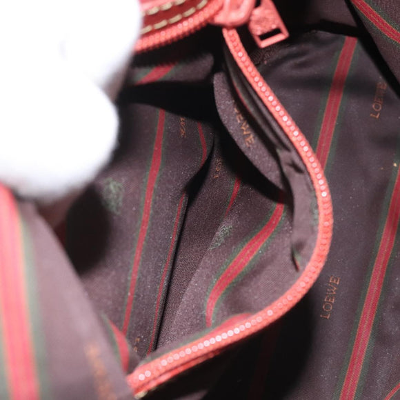 LOEWE Velazquez Vanity Hand Bag Leather Metal Red Gold Auth 114213