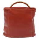 LOEWE Velazquez Vanity Hand Bag Leather Metal Red Gold Auth 114213-2