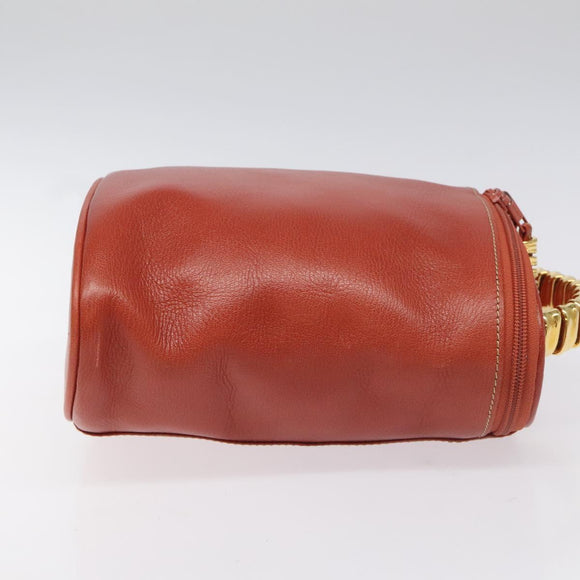 LOEWE Velazquez Vanity Hand Bag Leather Metal Red Gold Auth 114213