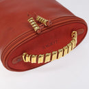 LOEWE Velazquez Vanity Hand Bag Leather Metal Red Gold Auth 114213-6
