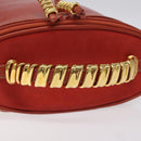 LOEWE Velazquez Vanity Hand Bag Leather Metal Red Gold Auth 114213-7