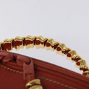 LOEWE Velazquez Vanity Hand Bag Leather Metal Red Gold Auth 114213-8