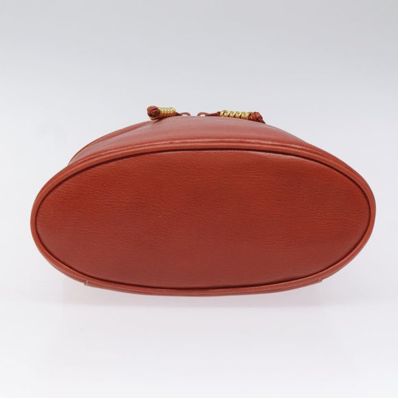 LOEWE Velazquez Vanity Hand Bag Leather Metal Red Gold Auth 114213