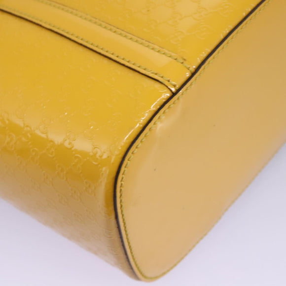 GUCCI Micro GG Canvas Hand Bag Patent leather Yellow 336776 Auth 114217