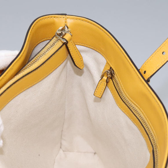 GUCCI Micro GG Canvas Hand Bag Patent leather Yellow 336776 Auth 114217