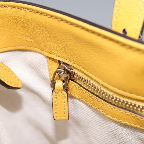 GUCCI Micro GG Canvas Hand Bag Patent leather Yellow 336776 Auth 114217