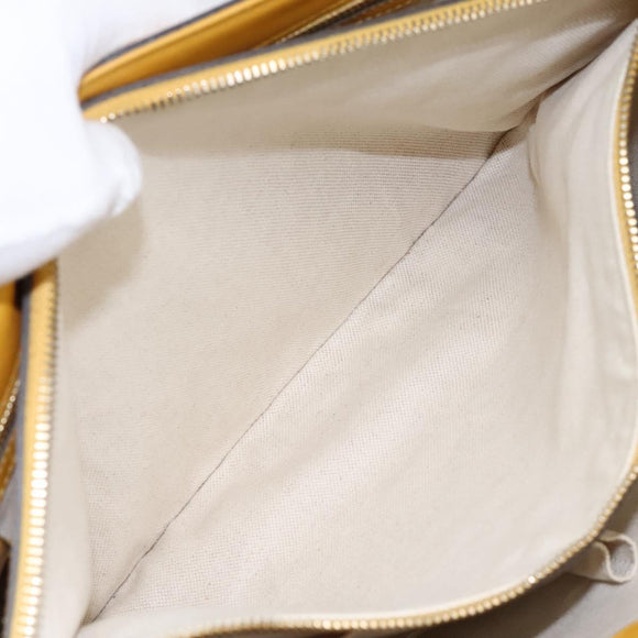 GUCCI Micro GG Canvas Hand Bag Patent leather Yellow 336776 Auth 114217