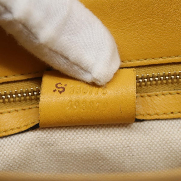 GUCCI Micro GG Canvas Hand Bag Patent leather Yellow 336776 Auth 114217
