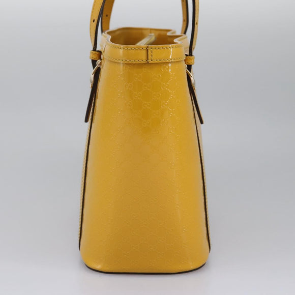 GUCCI Micro GG Canvas Hand Bag Patent leather Yellow 336776 Auth 114217