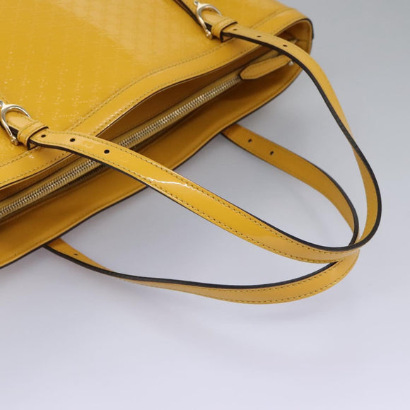 GUCCI Micro GG Canvas Hand Bag Patent leather Yellow 336776 Auth 114217