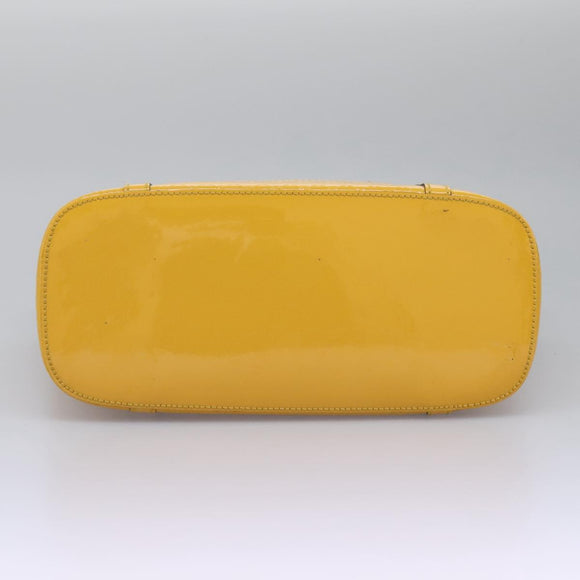 GUCCI Micro GG Canvas Hand Bag Patent leather Yellow 336776 Auth 114217