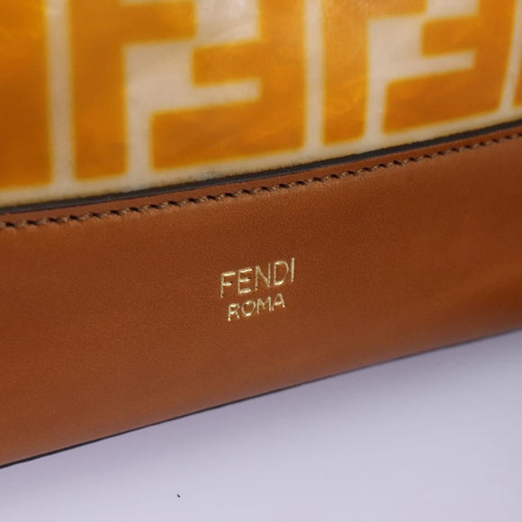 FENDI Zucca Canvas Shoulder Bag Orange Auth 114244V