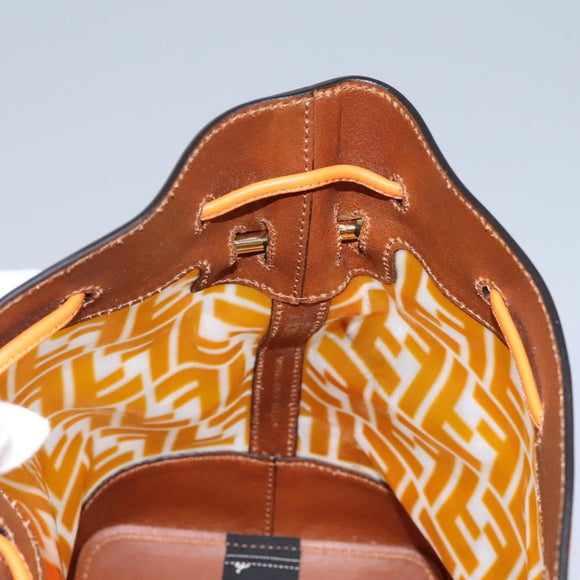 FENDI Zucca Canvas Shoulder Bag Orange Auth 114244V