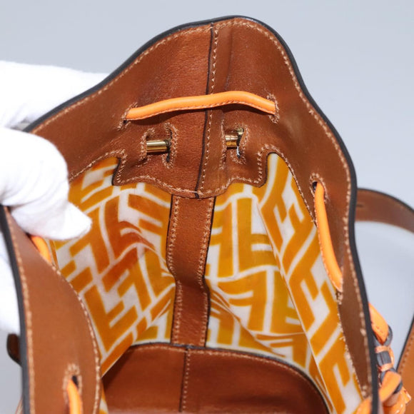 FENDI Zucca Canvas Shoulder Bag Orange Auth 114244V