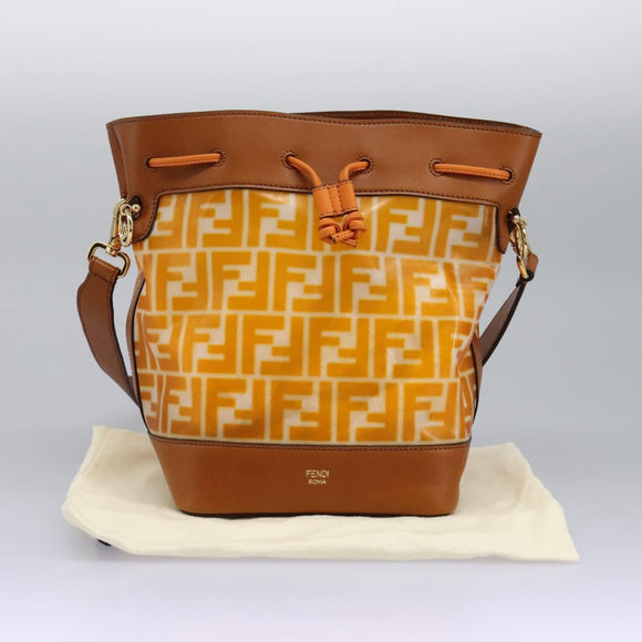FENDI Zucca Canvas Shoulder Bag Orange Auth 114244V