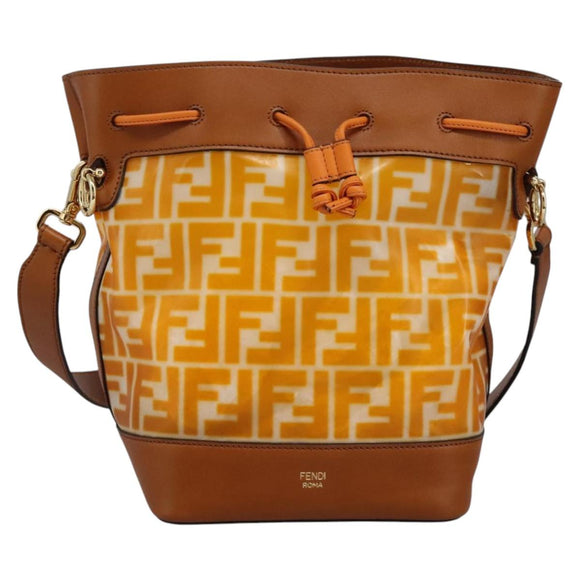 FENDI Zucca Canvas Shoulder Bag Orange Auth 114244V