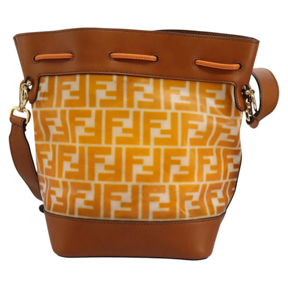 FENDI Zucca Canvas Shoulder Bag Orange Auth 114244V
