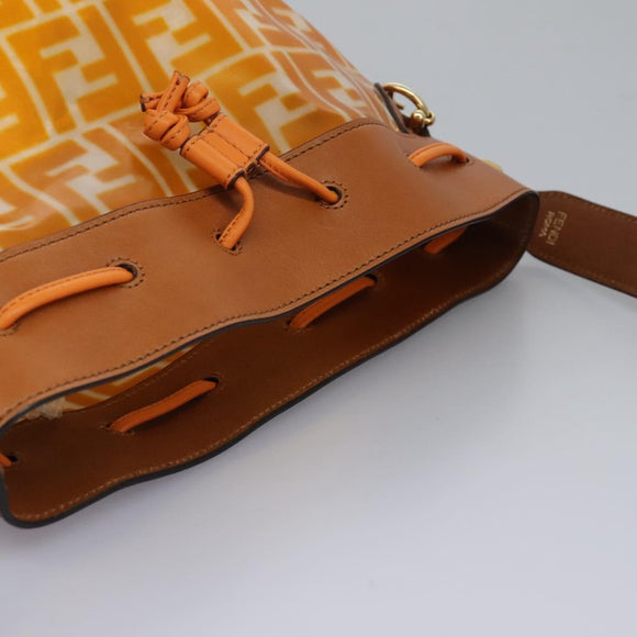 FENDI Zucca Canvas Shoulder Bag Orange Auth 114244V
