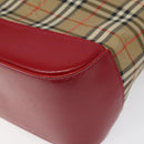 BURBERRY Nova Check Hand Bag Canvas Beige Auth 114246-10
