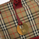 BURBERRY Nova Check Hand Bag Canvas Beige Auth 114246-14