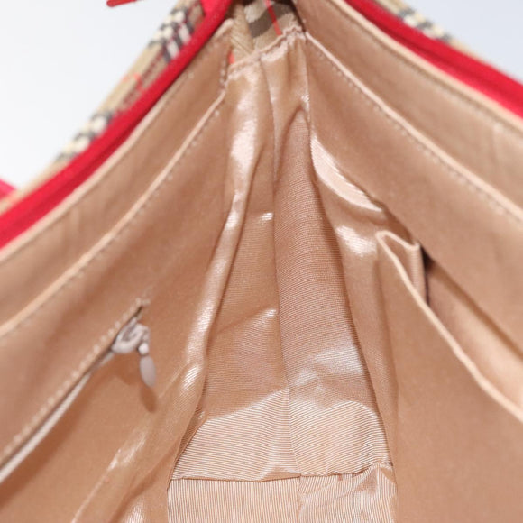 BURBERRY Nova Check Hand Bag Canvas Beige Auth 114246