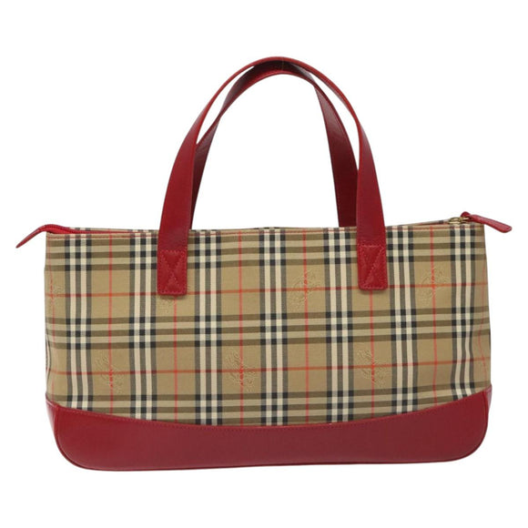 BURBERRY Nova Check Hand Bag Canvas Beige Auth 114246