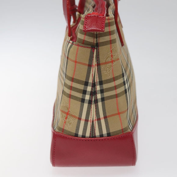 BURBERRY Nova Check Hand Bag Canvas Beige Auth 114246