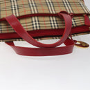 BURBERRY Nova Check Hand Bag Canvas Beige Auth 114246-7