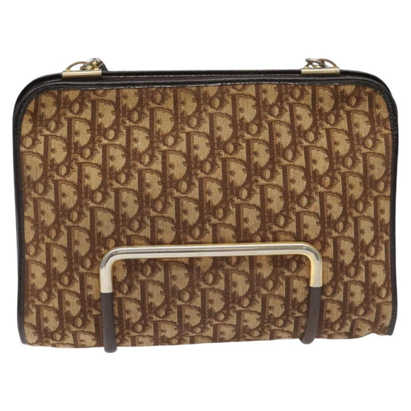 Christian Dior Trotter Canvas Shoulder Bag Brown Auth 114260