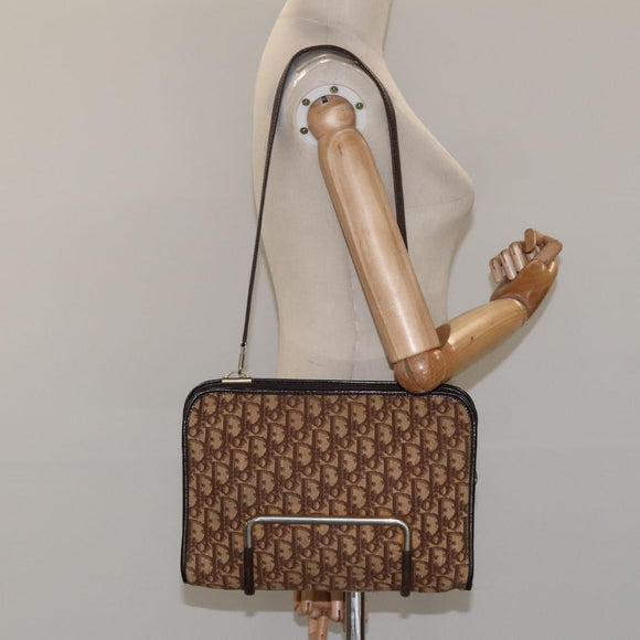 Christian Dior Trotter Canvas Shoulder Bag Brown Auth 114260