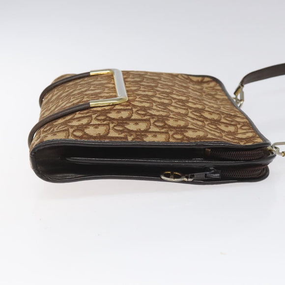 Christian Dior Trotter Canvas Shoulder Bag Brown Auth 114260