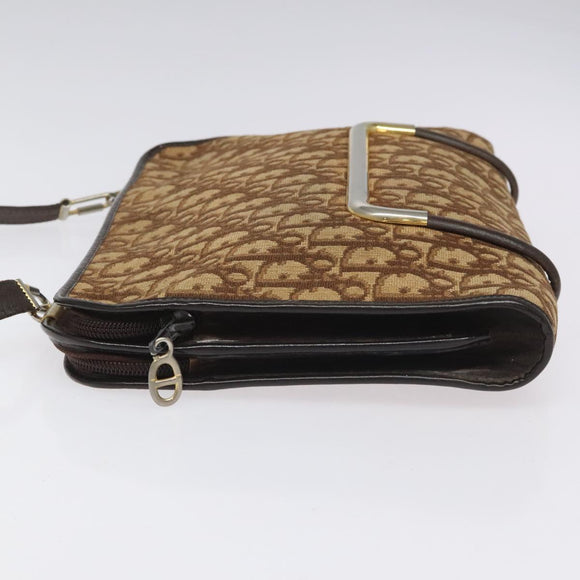 Christian Dior Trotter Canvas Shoulder Bag Brown Auth 114260