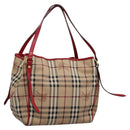 BURBERRY Nova Check Shoulder Bag PVC Leather Beige Auth 114263-1