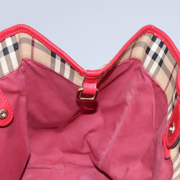 BURBERRY Nova Check Shoulder Bag PVC Leather Beige Auth 114263