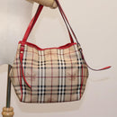 BURBERRY Nova Check Shoulder Bag PVC Leather Beige Auth 114263-19