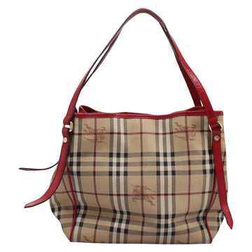 BURBERRY Nova Check Shoulder Bag PVC Leather Beige Auth 114263 - 0