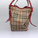 BURBERRY Nova Check Shoulder Bag PVC Leather Beige Auth 114263-4