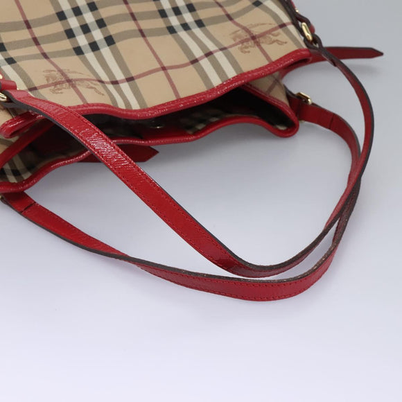 BURBERRY Nova Check Shoulder Bag PVC Leather Beige Auth 114263