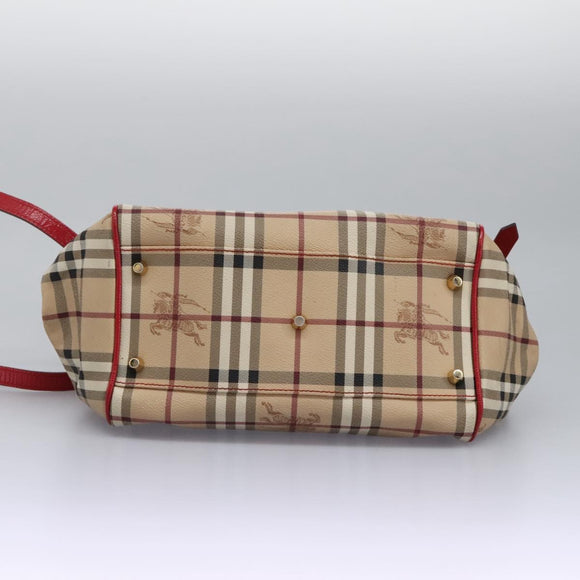 BURBERRY Nova Check Shoulder Bag PVC Leather Beige Auth 114263