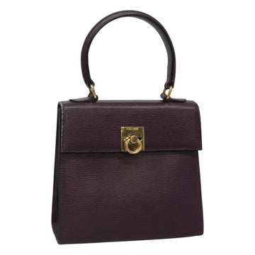 CELINE Hand Bag Leather Purple Auth 114282