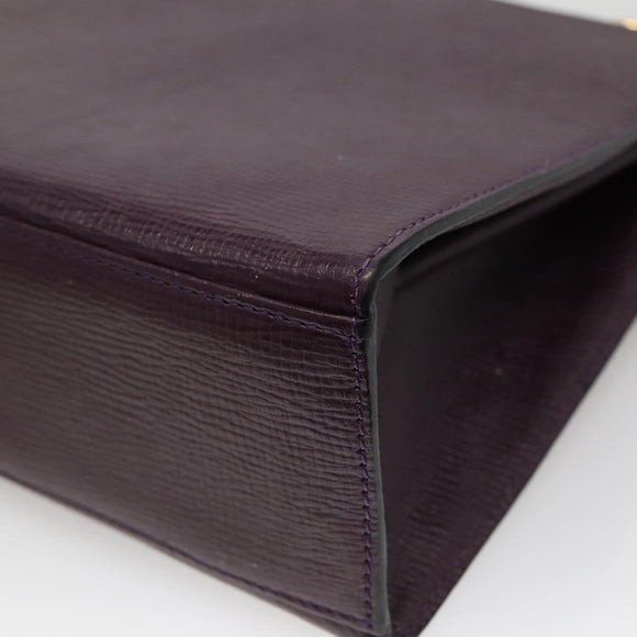 CELINE Hand Bag Leather Purple Auth 114282