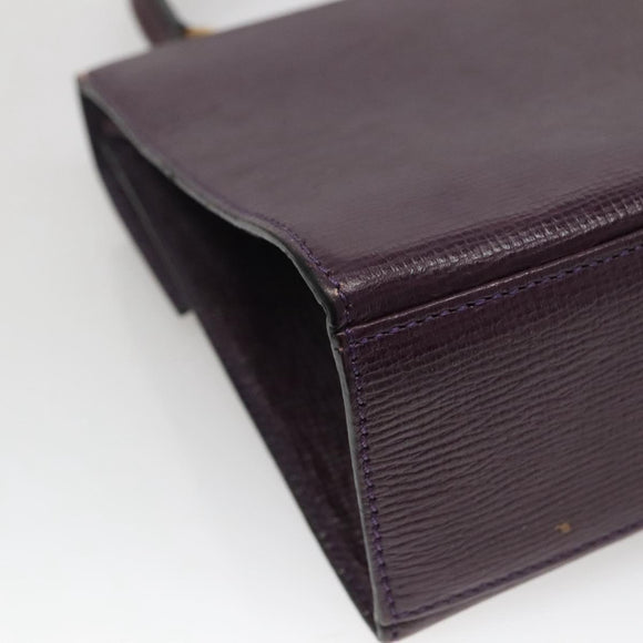 CELINE Hand Bag Leather Purple Auth 114282