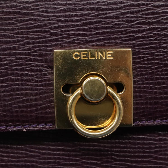 CELINE Hand Bag Leather Purple Auth 114282