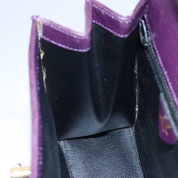CELINE Hand Bag Leather Purple Auth 114282
