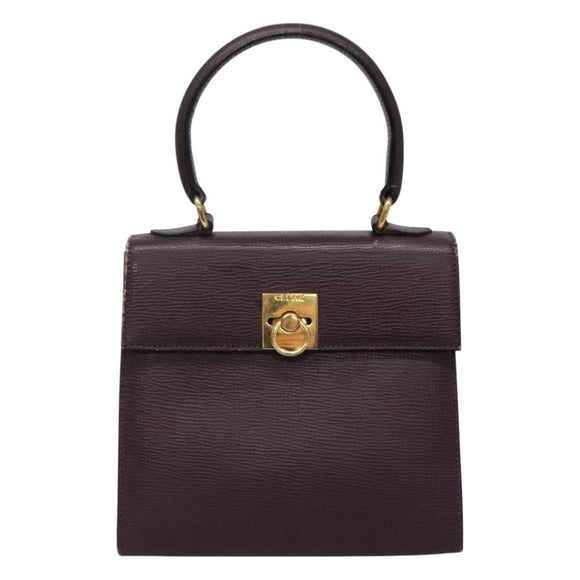 CELINE Hand Bag Leather Purple Auth 114282