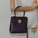 CELINE Hand Bag Leather Purple Auth 114282-20